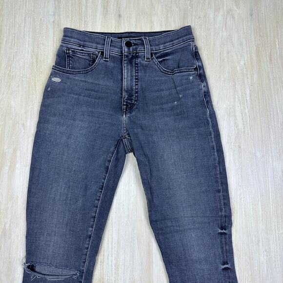 Lucky Brand Gray High Rise Skinny Bridgette Distressed Fray Hem Denim Jeans 2/26 - Picture 2 of 16